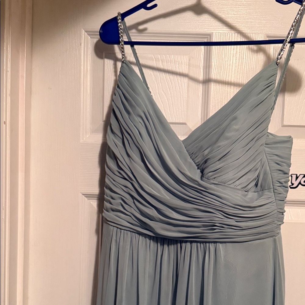 Elegant Draped Wedding Dress in Soft Blue